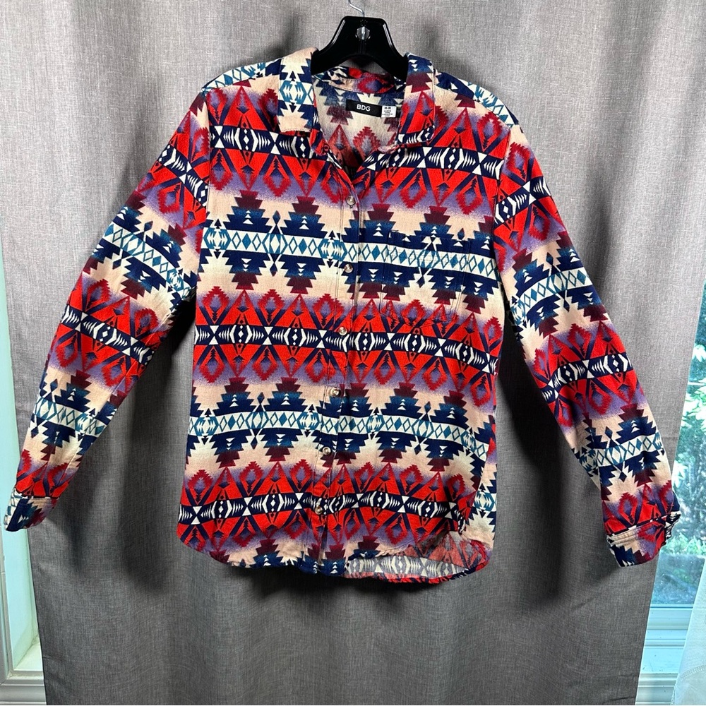 BDG Urban Outfitters Flannel Shirt Womens Medium Beacon Aztec Southwest Button